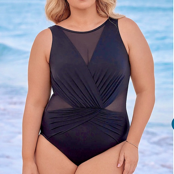 Miraclesuit Illusionist Palma Deep V One Piece, 22W - Picture 1 of 15